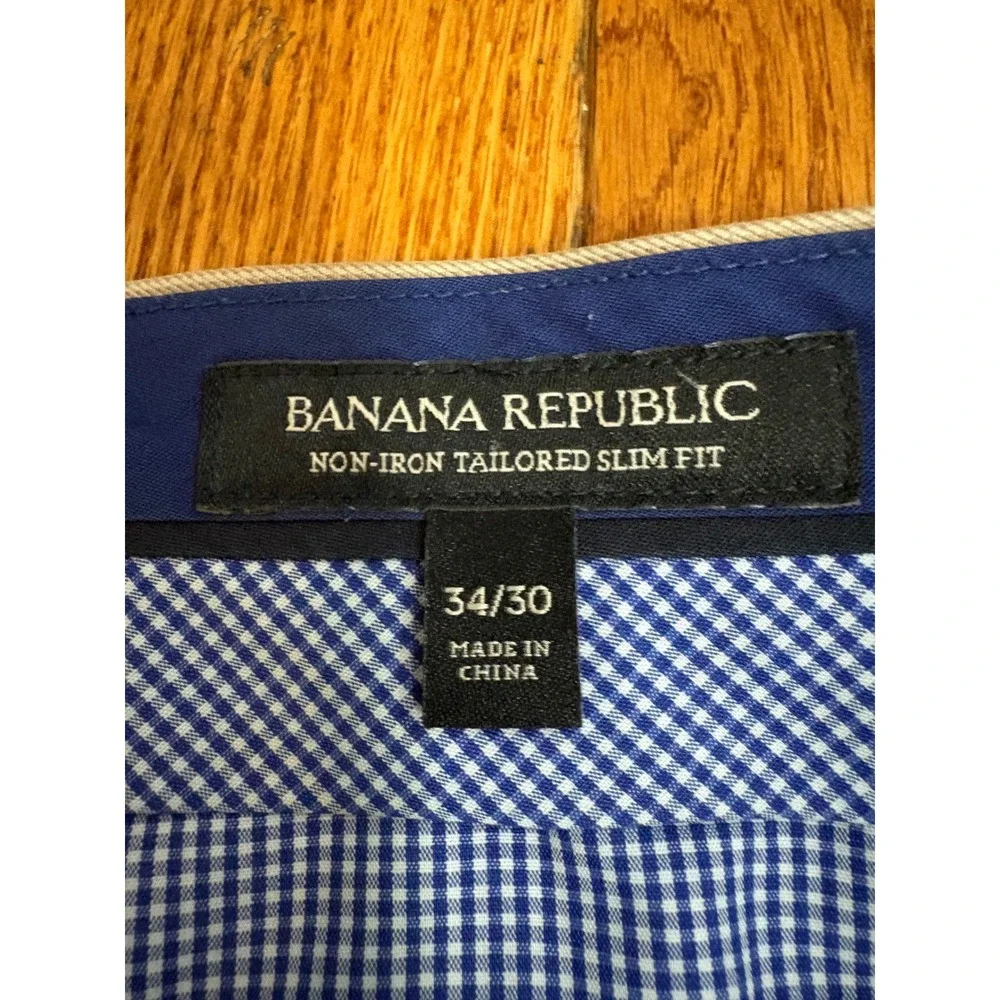 Banana Republic Mens 34x30 Tailored Slim Fit Non-Iron Khaki Tan Dress Pants